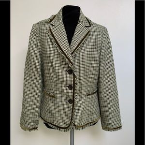 Norton McNaughton Green Plaid Fringe Blazer